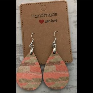Handmade sublimation teardrop earrings pink animal print